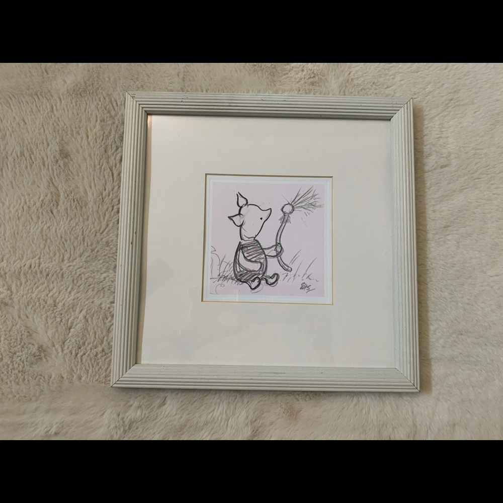 Vintage Classic Piglet pencil sketch drawing